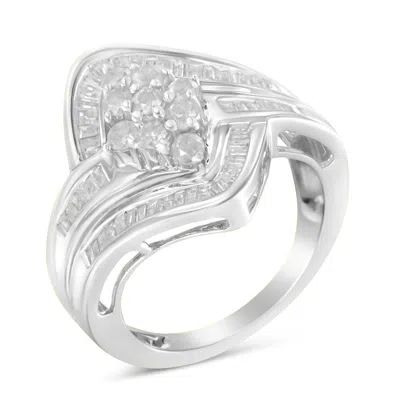 Haus Of Brilliance 10k White Gold Diamond Bypass Cluster Ring