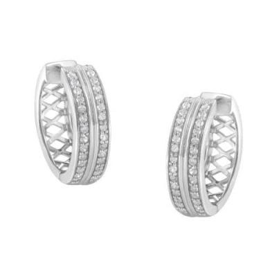 Haus Of Brilliance 10k White Gold Diamond Hoop Earring In Metallic