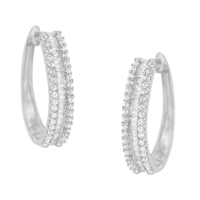 Haus Of Brilliance 10k White Gold Diamond Hoop Earrings