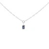 Haus Of Brilliance 10k White Gold Emerald Cut 6x4 Mm Blue Sapphire Solitaire Pendant Necklace In Metallic