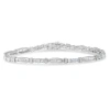 Haus Of Brilliance 10k White Gold Geometric Pattern Diamond Tennis Bracelet In Metallic