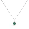 Haus Of Brilliance 10k White Gold Green Emerald And 1/10 Cttw Diamond Accent Halo Pendant Necklace In Metallic