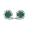 Haus Of Brilliance 10k White Gold Green Emerald And 1/6 Cttw Diamond Halo Stud Earring In Metallic