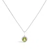 Haus Of Brilliance 10k White Gold Green Peridot And 1/10 Cttw Diamond Accent Halo Pendant Necklace In Metallic