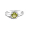 Haus Of Brilliance 10k White Gold Green Peridot And 1/10 Cttw Diamond Halo Ring In Metallic