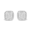 Haus Of Brilliance 10k White Gold Invisible Set 1/2 Cttw Diamond Composite And Halo Stud Earrings In Metallic