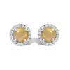 Haus Of Brilliance 10k White Gold Opal And 1/6 Cttw Diamond Halo Stud Earring In White