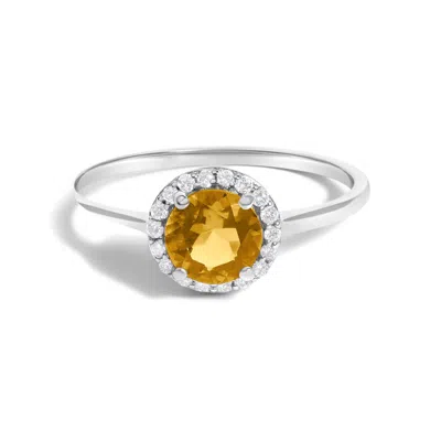 Haus Of Brilliance 10k White Gold Orange Citrine And 1/10 Cttw Diamond Halo Ring