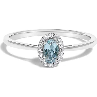 Haus Of Brilliance 10k White Gold Oval And Diamond Accent Halo Birthstone Ring In Metallic