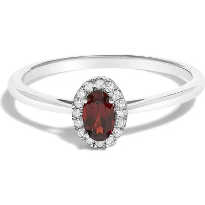 Haus Of Brilliance 10k White Gold 5x3mm Oval Birthstone And Diamond Accent Halo Ring In Red