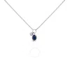 Haus Of Brilliance 10k White Gold Oval Blue Sapphire And Diamond Double Charm Pendant Necklace - 18"