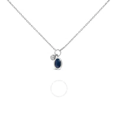 Haus Of Brilliance 10k White Gold Oval Blue Sapphire And Diamond Double Charm Pendant Necklace - 18"