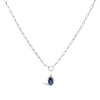 Haus Of Brilliance 10k White Gold 6x4 Mm Oval Blue Sapphire Solitaire Paperclip Pendant Necklace In Gray