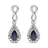 Haus Of Brilliance 10k White Gold Pear Cut Blue Sapphire And 1/7 Cttw Diamond Infinity Drop And Dang In White