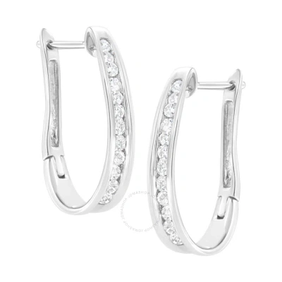 Haus Of Brilliance 10k White Gold Plated Sterling Silver 1/2 Cttw Lab-grown Diamond Hoop Earring (f-