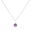 Haus Of Brilliance 10k White Gold Purple Amethyst And 1/10 Cttw Diamond Accent Halo Pendant Necklace In Metallic