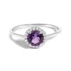 Haus Of Brilliance 10k White Gold Purple Amethyst And 1/10 Cttw Diamond Halo Ring In Metallic