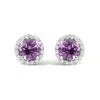 Haus Of Brilliance 10k White Gold Purple Amethyst And 1/6 Cttw Diamond Halo Stud Earring In White