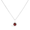 Haus Of Brilliance 10k White Gold Red Garnet And 1/10 Cttw Diamond Accent Halo Pendant Necklace In White
