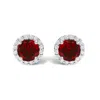 Haus Of Brilliance 10k White Gold Red Garnet And 1/6 Cttw Diamond Halo Stud Earring In Metallic
