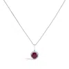 Haus Of Brilliance 10k White Gold Red Ruby And 1/10 Cttw Diamond Accent Halo Pendant Necklace In White