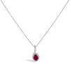 Haus Of Brilliance 10k White Gold Red Ruby And Diamond Accent Teardrop Pendant Necklace - 18" Inches In White