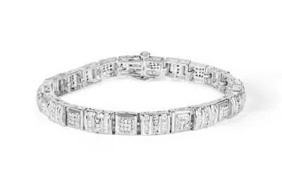Haus Of Brilliance 10k White Gold Round And Baguette Cut Diamond Bracelet