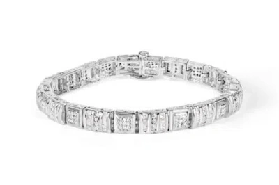 Haus Of Brilliance 10k White Gold Round And Baguette Cut Diamond Bracelet In Metallic