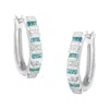 Haus Of Brilliance 10k White Gold Round And Blue Baguette 1/2 Cttw Diamond Hoop Earrings In White