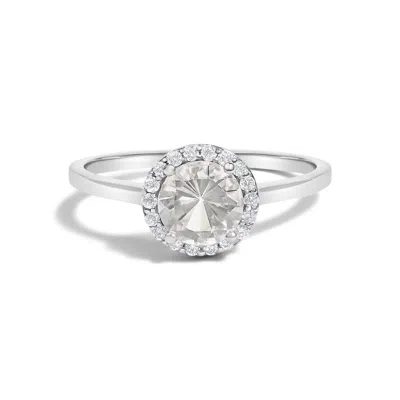 Haus Of Brilliance 10k White Gold White Topaz And 1/10 Cttw Diamond Halo Ring In Metallic