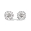 Haus Of Brilliance 10k White Gold White Topaz And 1/6 Cttw Diamond Halo Stud Earring In Silver