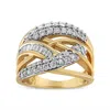 Haus Of Brilliance 10k Yellow And White Gold 1.0 Cttw Round And Baguette-cut Diamond Multirow Interwoven Cocktail Ring  In Multi
