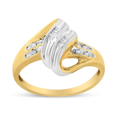 Haus Of Brilliance 10k Yellow And White Gold 1.00 Cttw Round And Baguette-cut Diamond Accent Bypass Ring