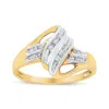 Haus Of Brilliance 10k Yellow And White Gold 1/15 Cttw Round-cut Diamond Bypass Ring In Multi