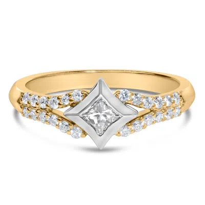 Haus Of Brilliance 10k Yellow And White Gold 1/2 Carat Tdw Starra Solitaire Diamond Ring(h-i,si2-i1) In Multi