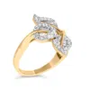 Haus Of Brilliance 10k Yellow And White Gold 1/2 Cttw Baguette And Round Diamond Bypass Triple Leaf Ring In Yellow