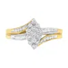 Haus Of Brilliance 10k Yellow And White Gold 1/2 Cttw Diamond Marquise Shaped Cluster Split Shank Ring In Multi