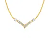Haus Of Brilliance 10k Yellow And White Gold 1/2 Cttw Princess Cut Diamond Channel-set "v" Shape 18" Franco Chain Neckl In Multi