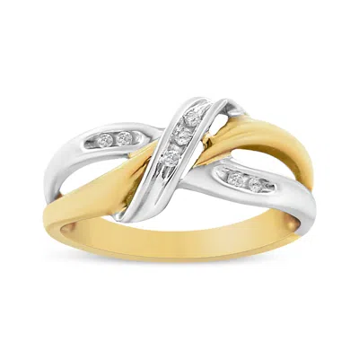 Haus Of Brilliance 10k Yellow And White Gold 1/20 Cttw Round-cut Diamond Bypass Ring In Multi
