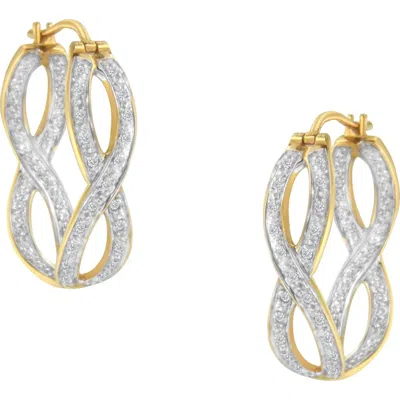Haus Of Brilliance 10k Yellow And White Gold 1/4 Cttw Diamond Double Infinity Hoop Earrings