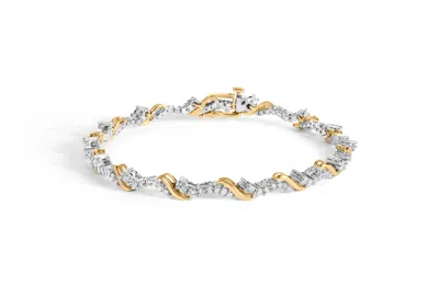 Haus Of Brilliance 10k Yellow And White Gold 2.00 Cttw Diamond "s" Link 7" Bracelet In Multi