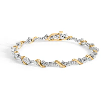 Haus Of Brilliance 10k Yellow And White Gold 2.00 Cttw Diamond "s" Link 7" Bracelet In Multi