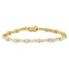 Haus Of Brilliance 10k Yellow And White Gold 2.00 Cttw Round And Baguette-cut Diamond Link Bracelet In Multi
