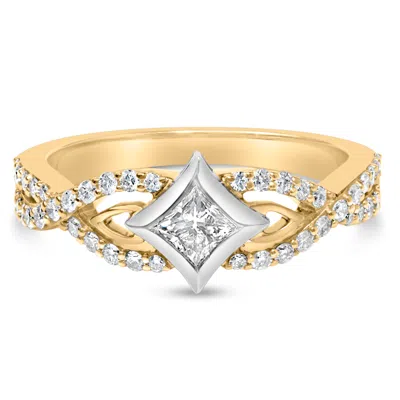 Haus Of Brilliance 10k Yellow And White Gold 2/3 Carat Tdw Starra Solitaire Diamond Ring(h-i,si2-i1) In Multi