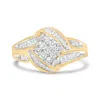 Haus Of Brilliance 10k Yellow And White Gold 3/4 Cttw Diamond Cluster And Swirl Ring In Multi