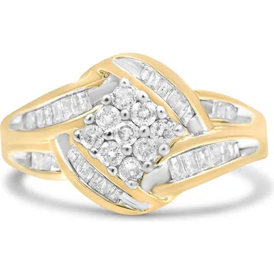 Haus Of Brilliance 10k Yellow And White Gold 3/4cttw Diamond Cluster And Swirl Ring