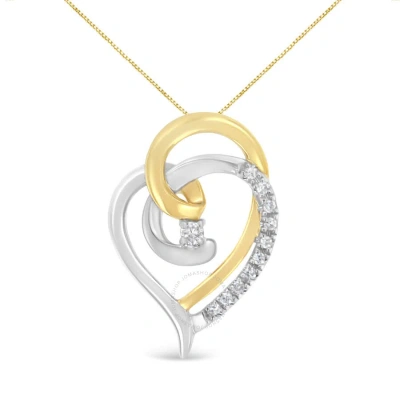 Haus Of Brilliance 10k Yellow And White Gold Diamond Accent Open Double Heart Spiral Curl 18" Pendan In Two-tone