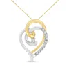 Haus Of Brilliance 10k Yellow And White Gold Diamond Accent Open Double Heart Spiral Curl 18" Pendant Necklace In Multi