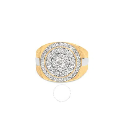 Haus Of Brilliance 10k Yellow Gold 1 1/2 Cttw Diamond Cluster And Halo Signet Men's Ring (k-l Color