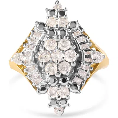 Haus Of Brilliance 10k Yellow Gold 1 Cttw Diamond Cluster And Rhombus Halo Ring